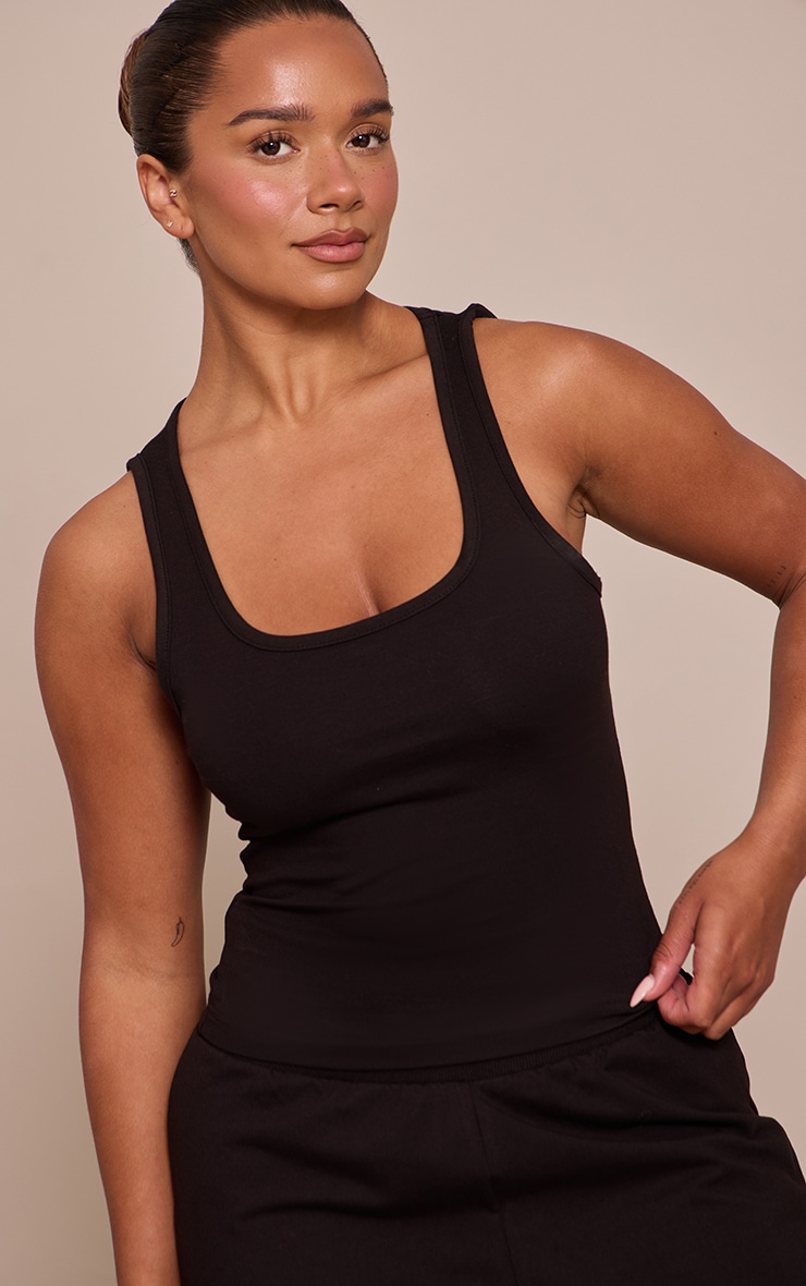 Shape Black Scoop Neck Vest Top image 1