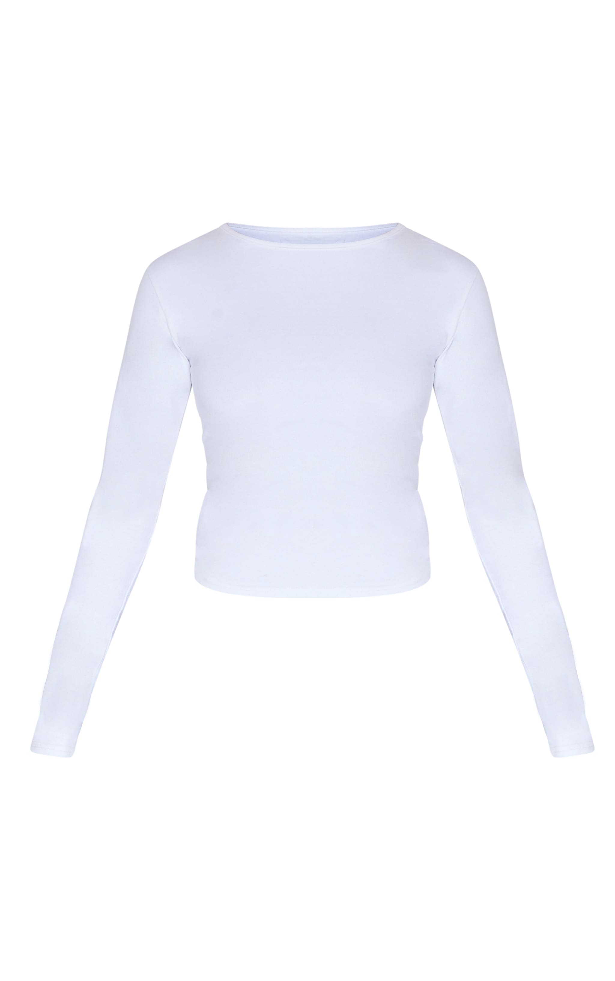 White Premium Cotton Fitted Long Sleeve T-shirt image 5