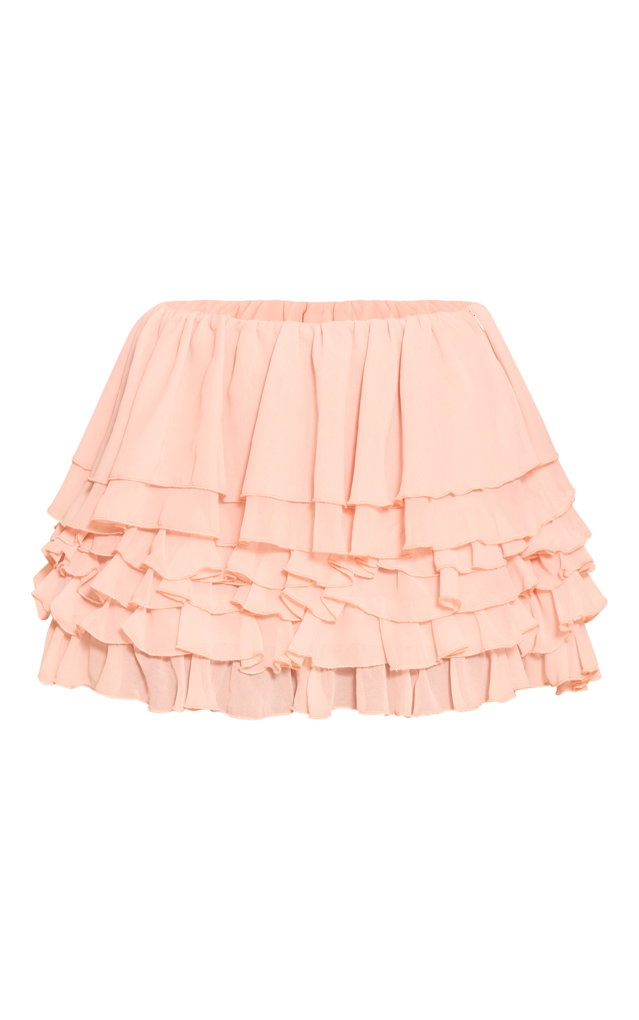 Pink Ruffle Chiffon Tiered Mini Skirt image 6