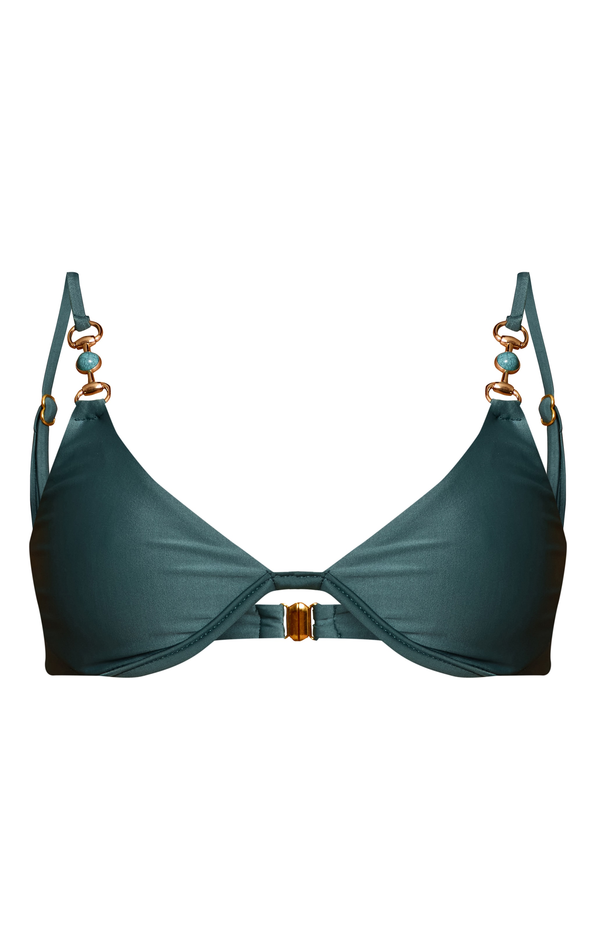 Sea Green Trim Detail Underwired Bikini Top image 5