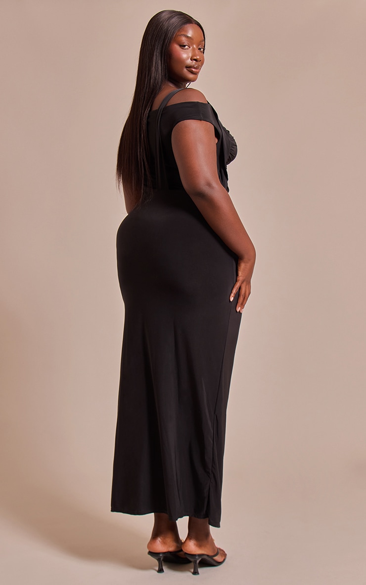Plus Black Slinky Twist Detail Maxi Dress image 2