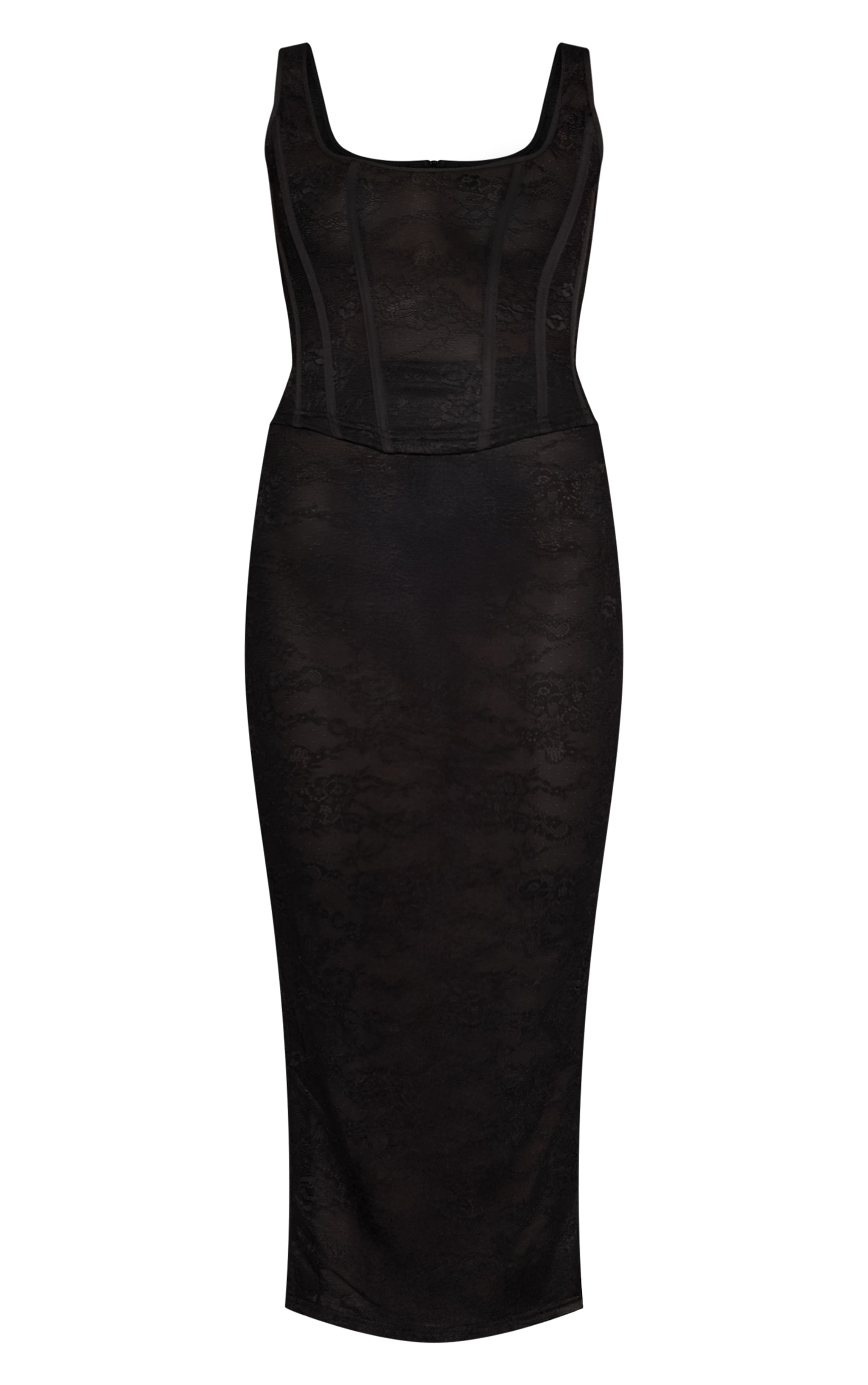 Black Lace Corset Midaxi Dress image 5