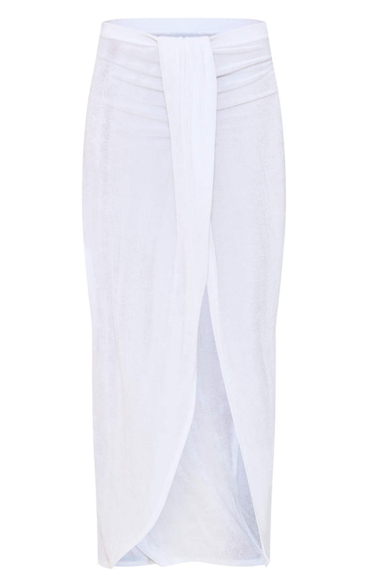 White Acetate Slinky Drape Front Maxi Skirt image 5