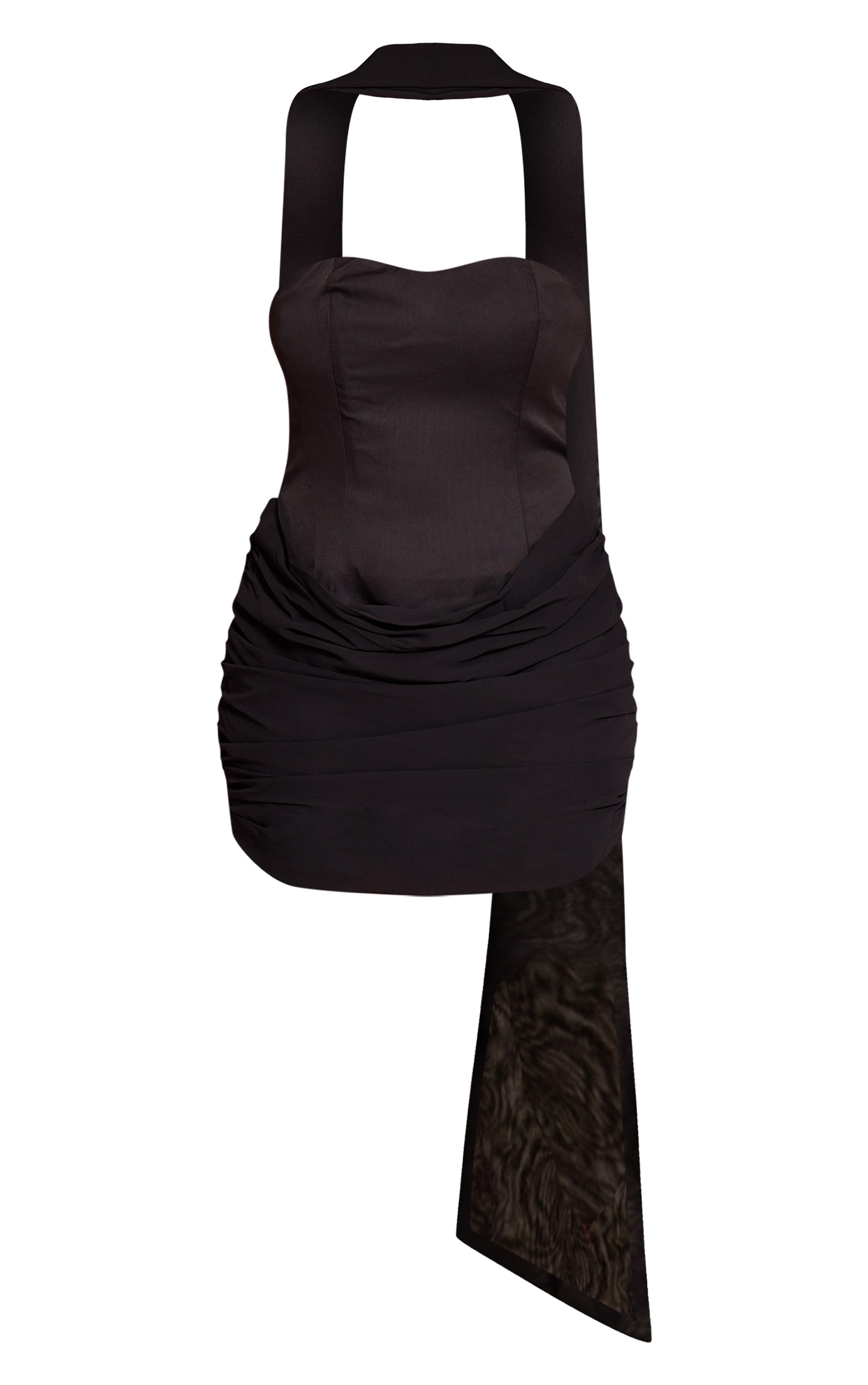 Shape Black Drape Scarf Detail Mini Dress image 5