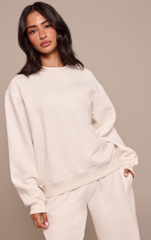 Petite Cream Oversized Crew Sweatshirt