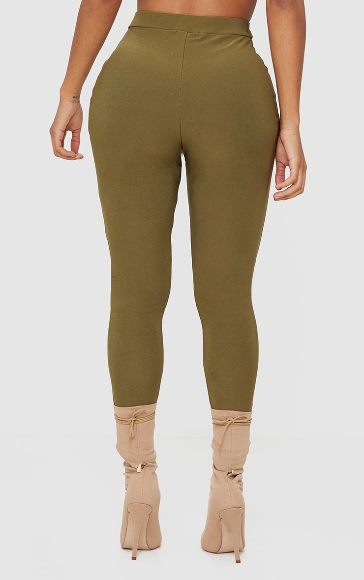 Shape Khaki Slinky Leggings Curve PrettyLittleThing