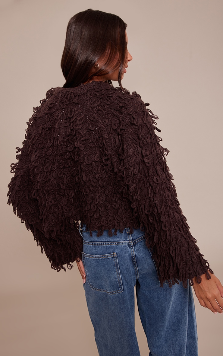 Chocolate Loop Knit Oversized Cardigan image 2