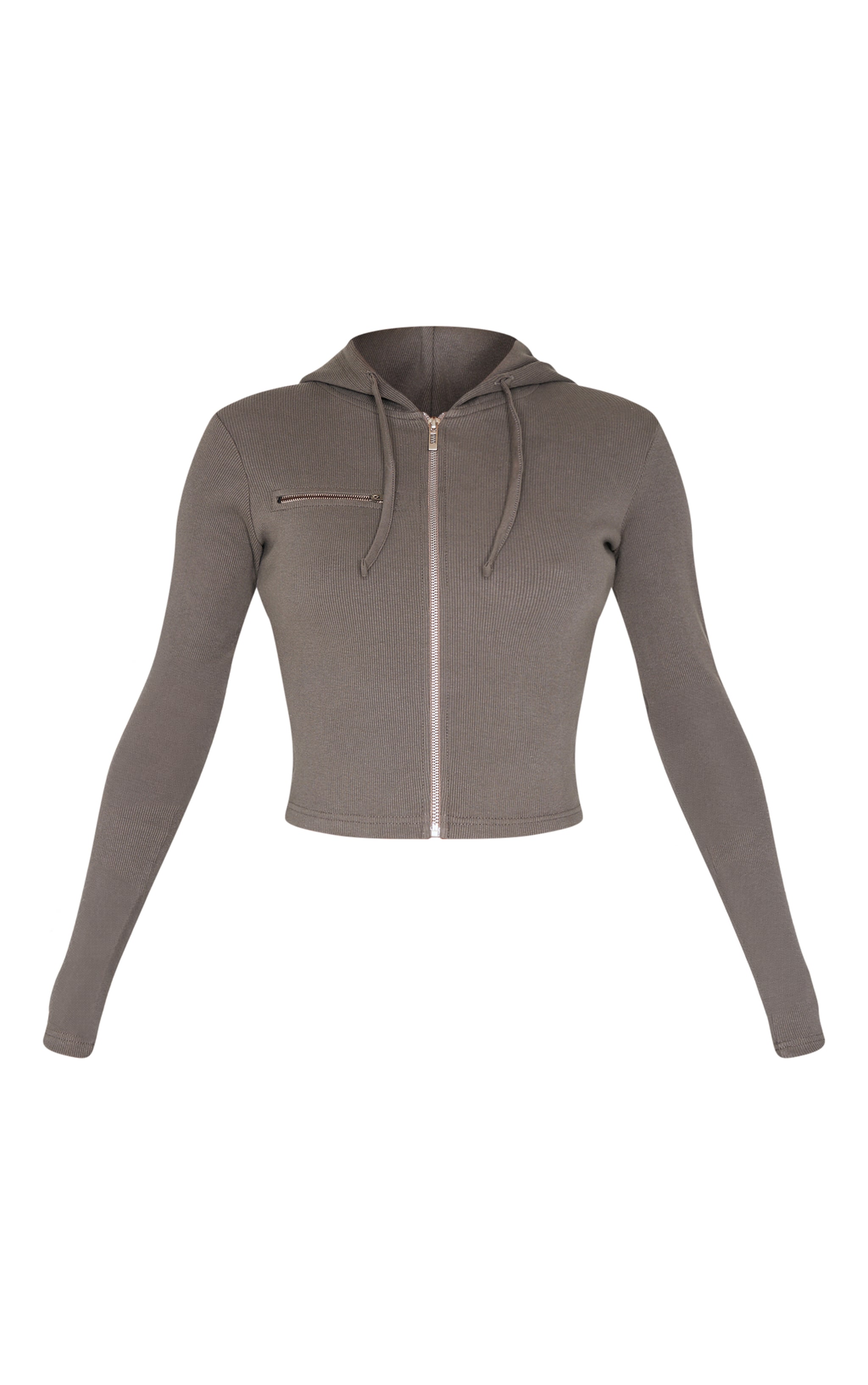 Charcoal Zip Up Ribbed Track Top image 5