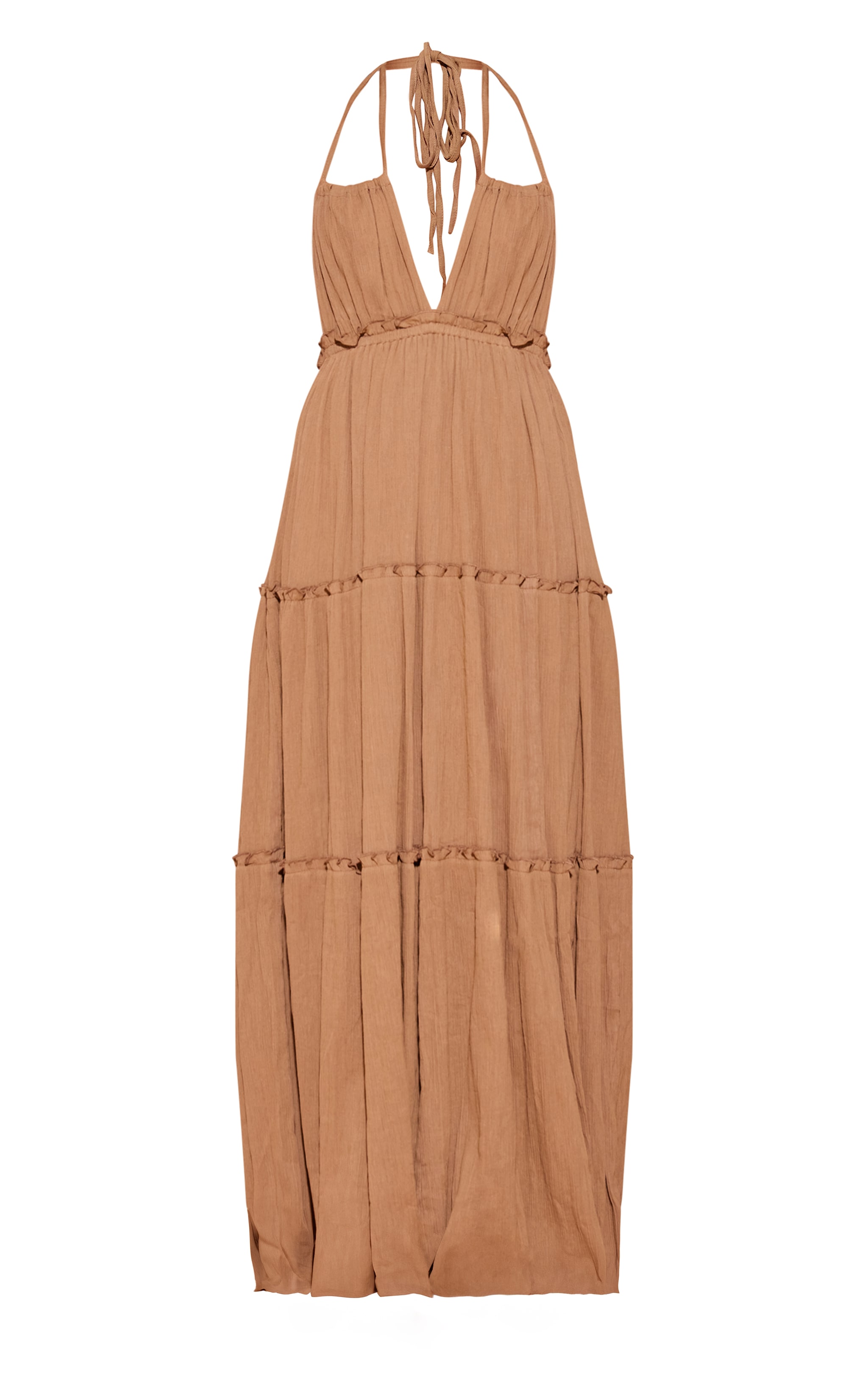 Taupe Tiered Halterneck Maxi Dress image 5