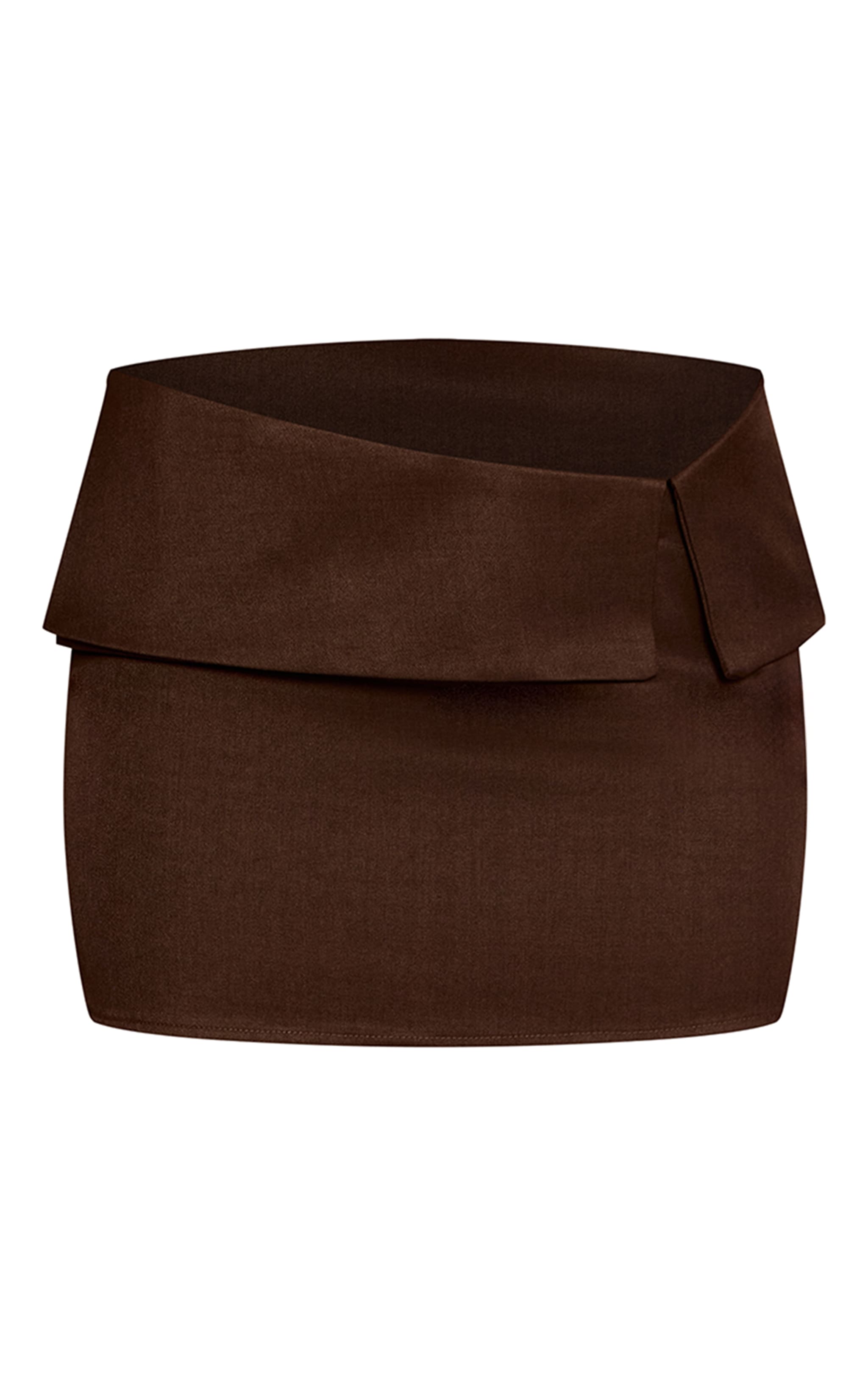 Dark Brown Twill Tailored Foldover Mini Skirt image 6