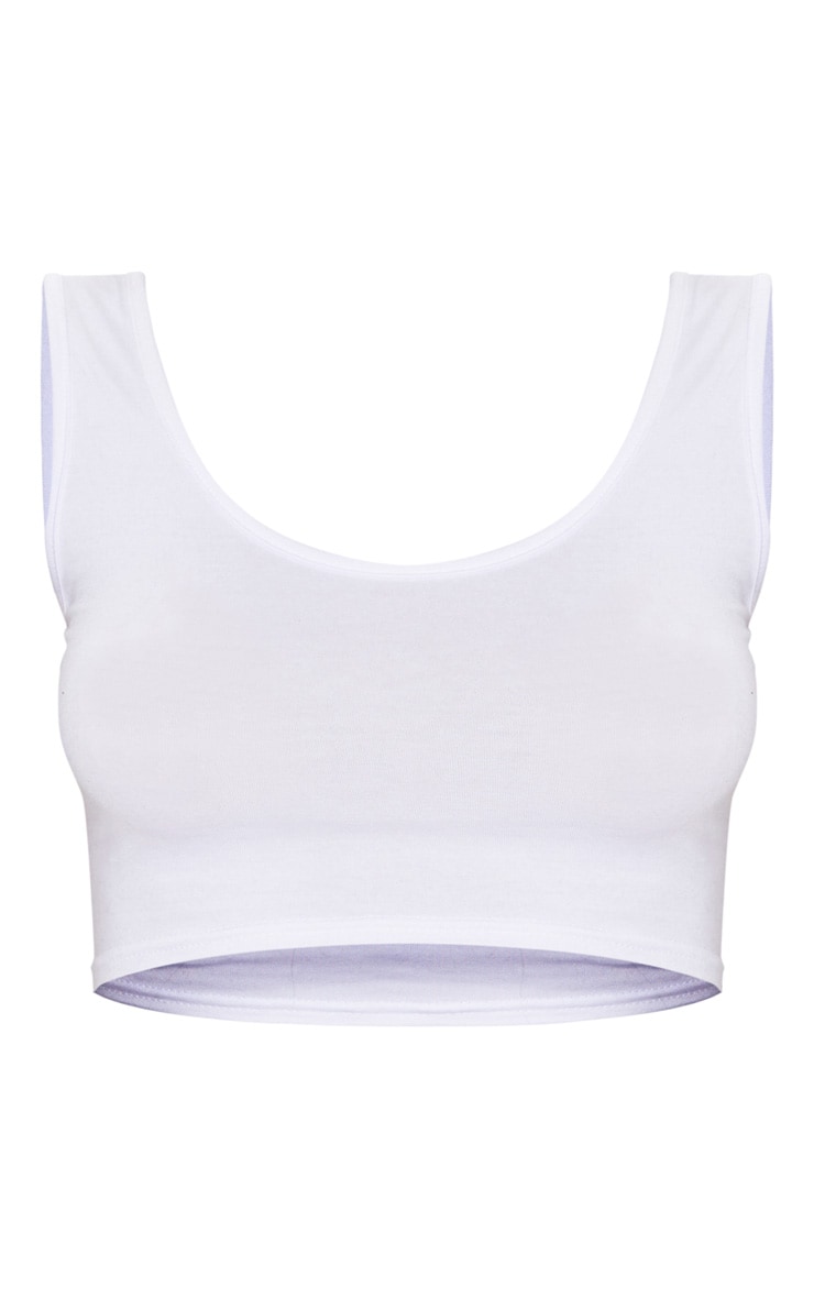 Basic White Scoop Neck Crop Top Tops PrettyLittleThing