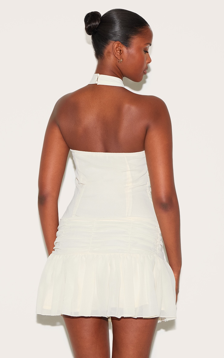 Almond Chiffon Halter Neck Mini Dress image 2