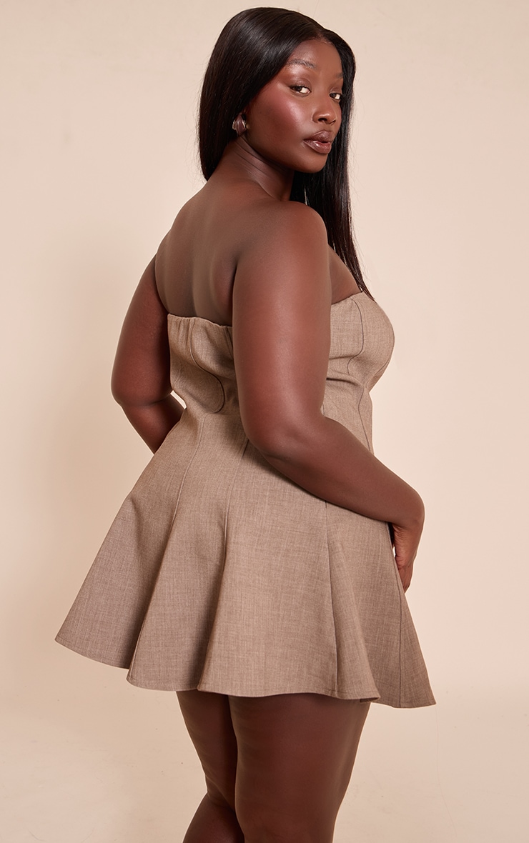 Plus Taupe Woven Bandeau Shift Mini Dress image 2