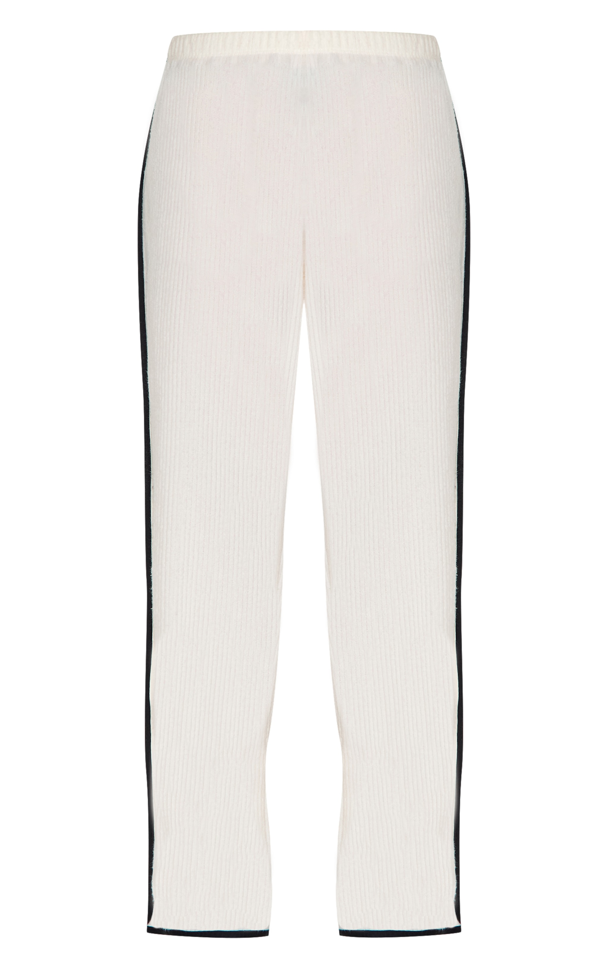 Cream Soft Rib Straight Leg Pants image 5