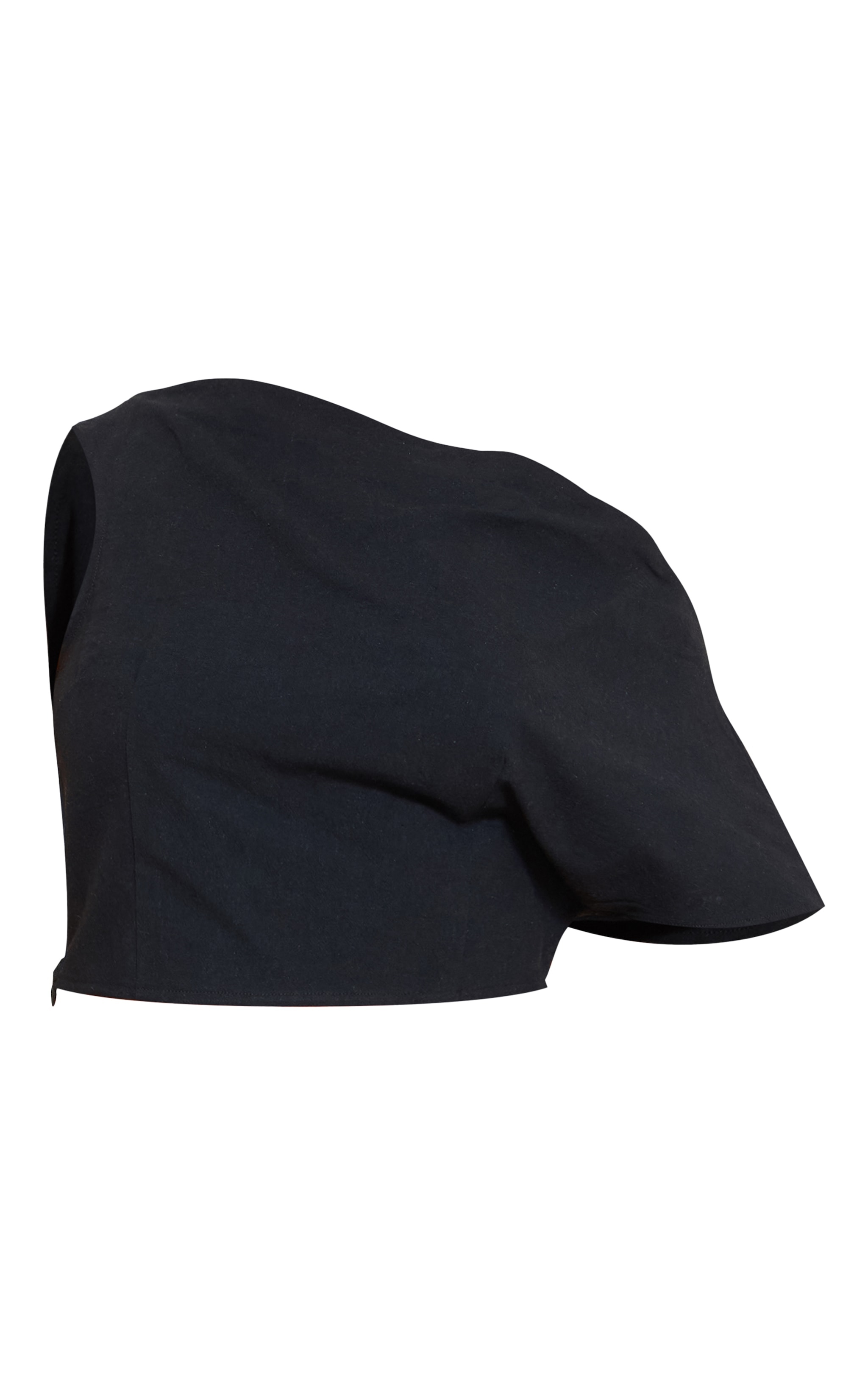 Shape Black Linen Look Asymmetrical Off The Shoulder Top image 5