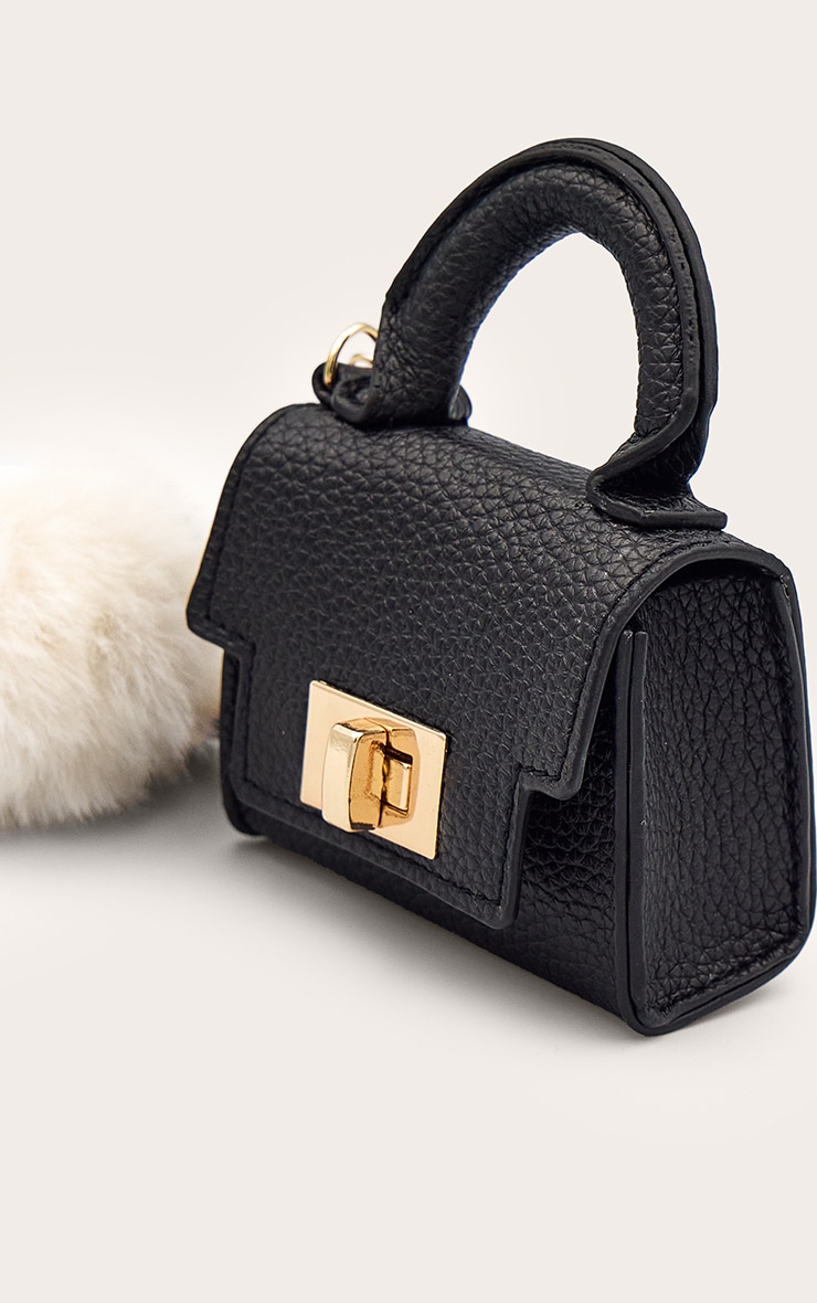 Black Mini Bag And Pom-pom Bag Charm image 4
