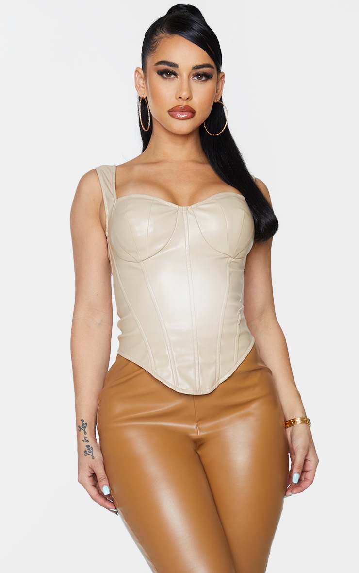 Shape Stone Faux Leather Corset Top