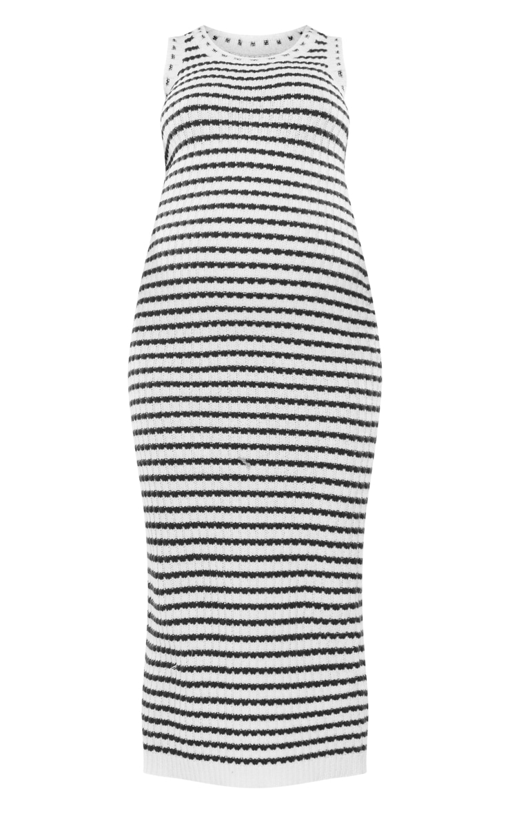 Maternity Monochrome Stripe Knitted Maxi Dress | PrettyLittleThing