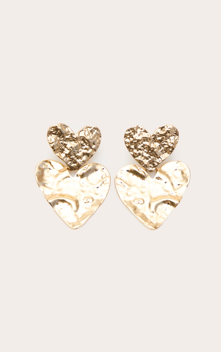 Gold Molten Heart Draped Earrings image 3