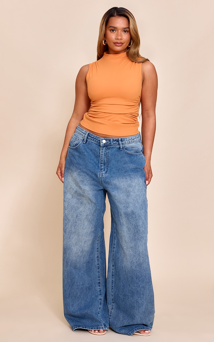 Shape Apricot Built In Bra Sculpt Boat Neck Ruched Side Top image 3
