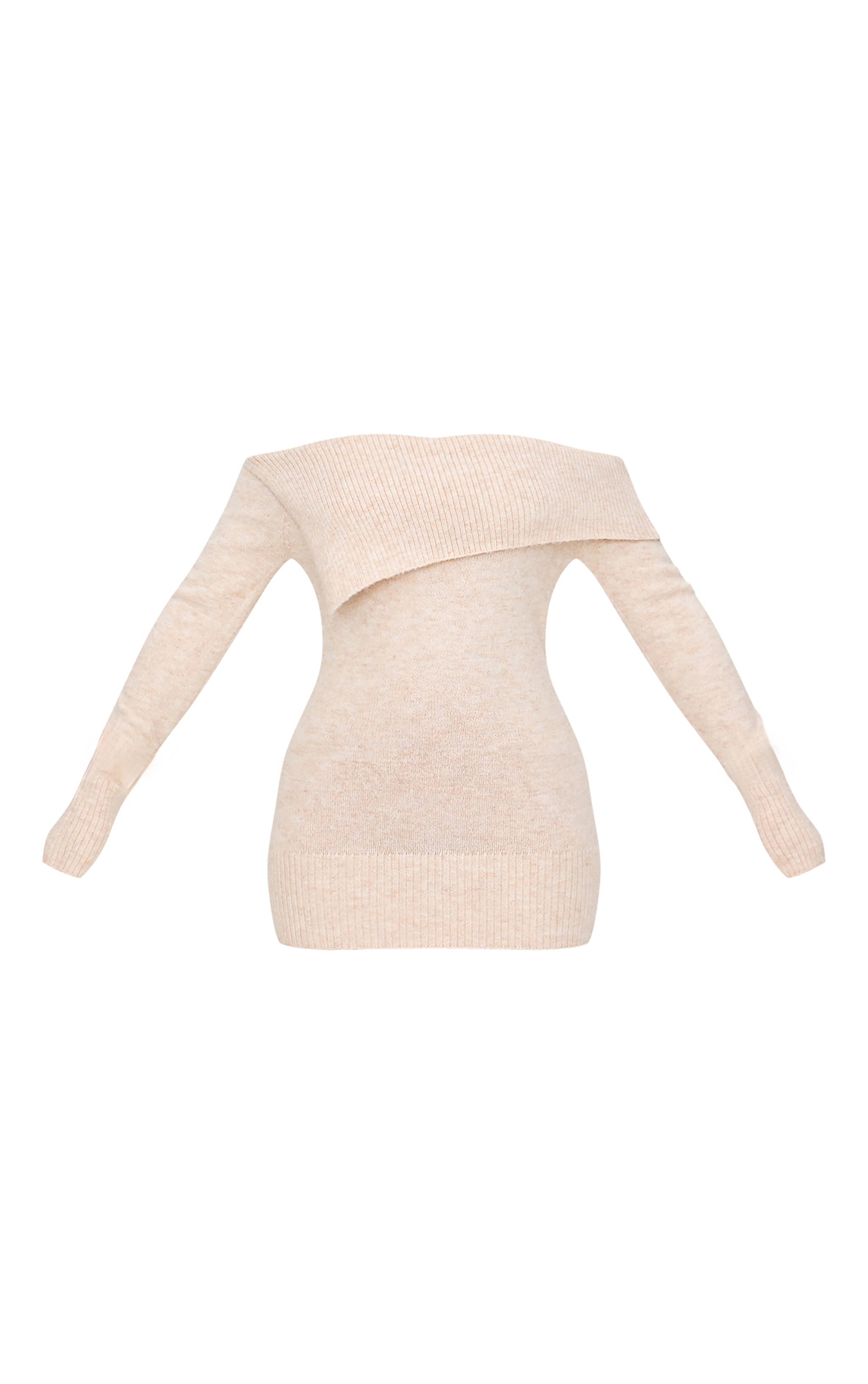 Petite Beige Knitted Foldover Asymmetric Micro Mini Dress image 5