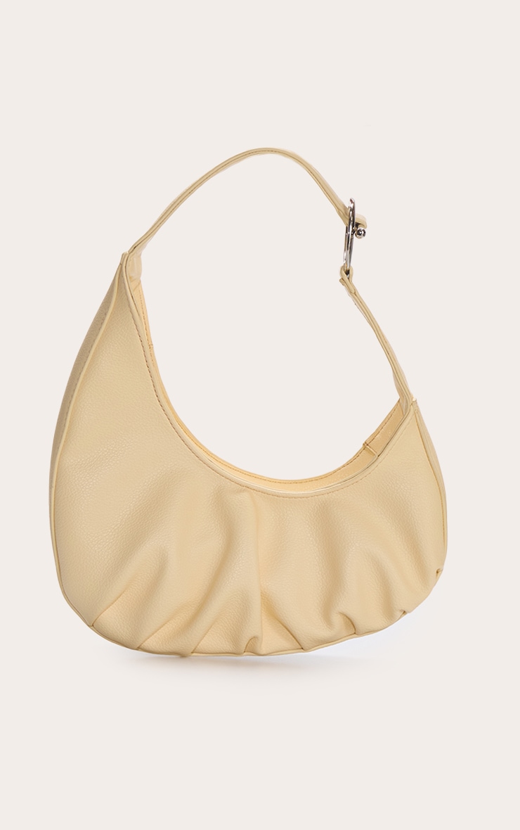 Cream PU T Bar Asymmetric Shoulder Bag image 5