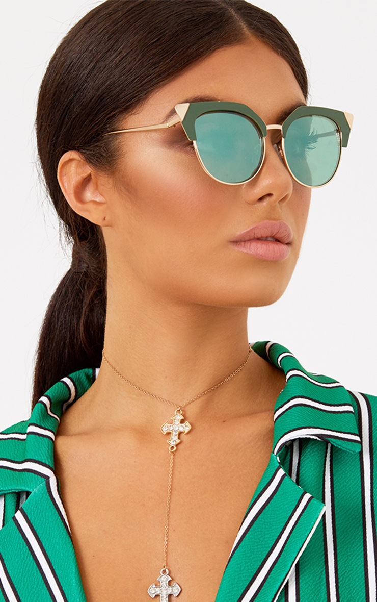 Green Retro Cat Eye Sunglasses. Accessories PrettyLittleThing AUS