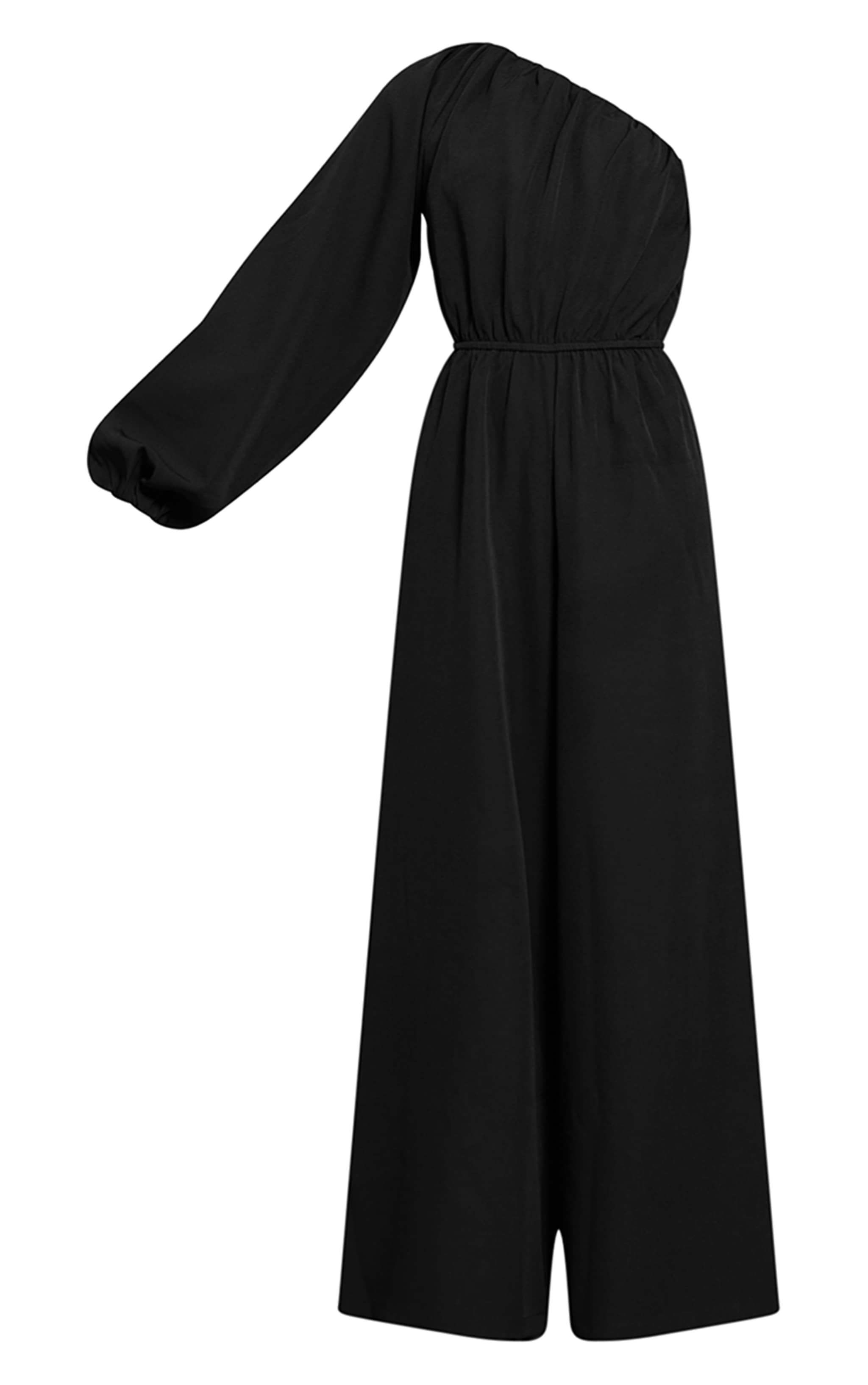 Combinaison asymétrique tissée noire à taille cintrée image 5