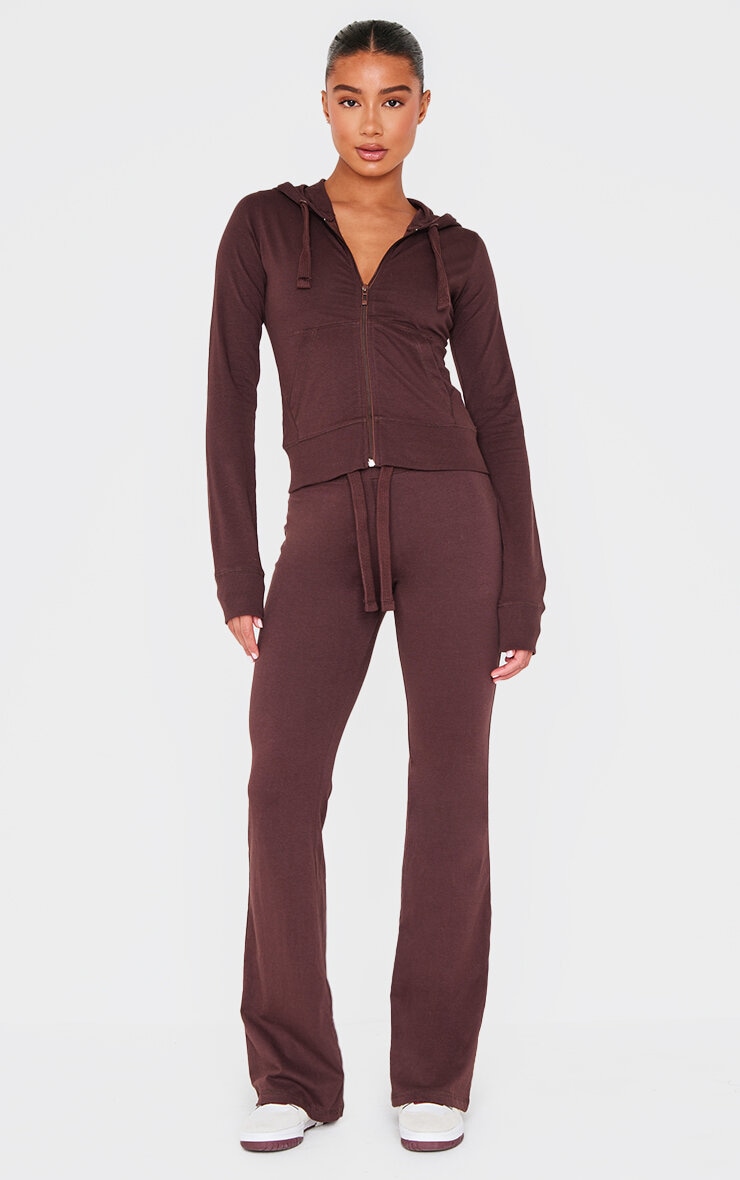 Chocolate Low Rise Skinny Flare Pants image 1