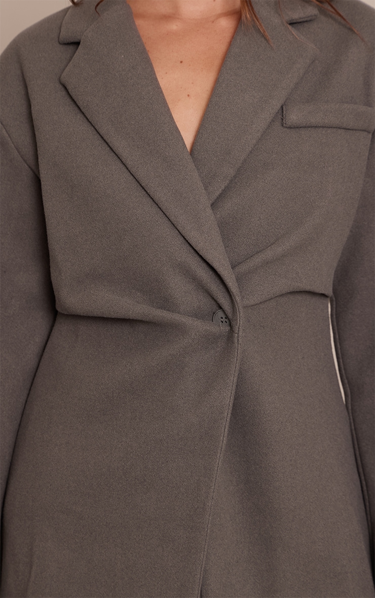 Charcoal Wool Look Cinched Blazer image 4