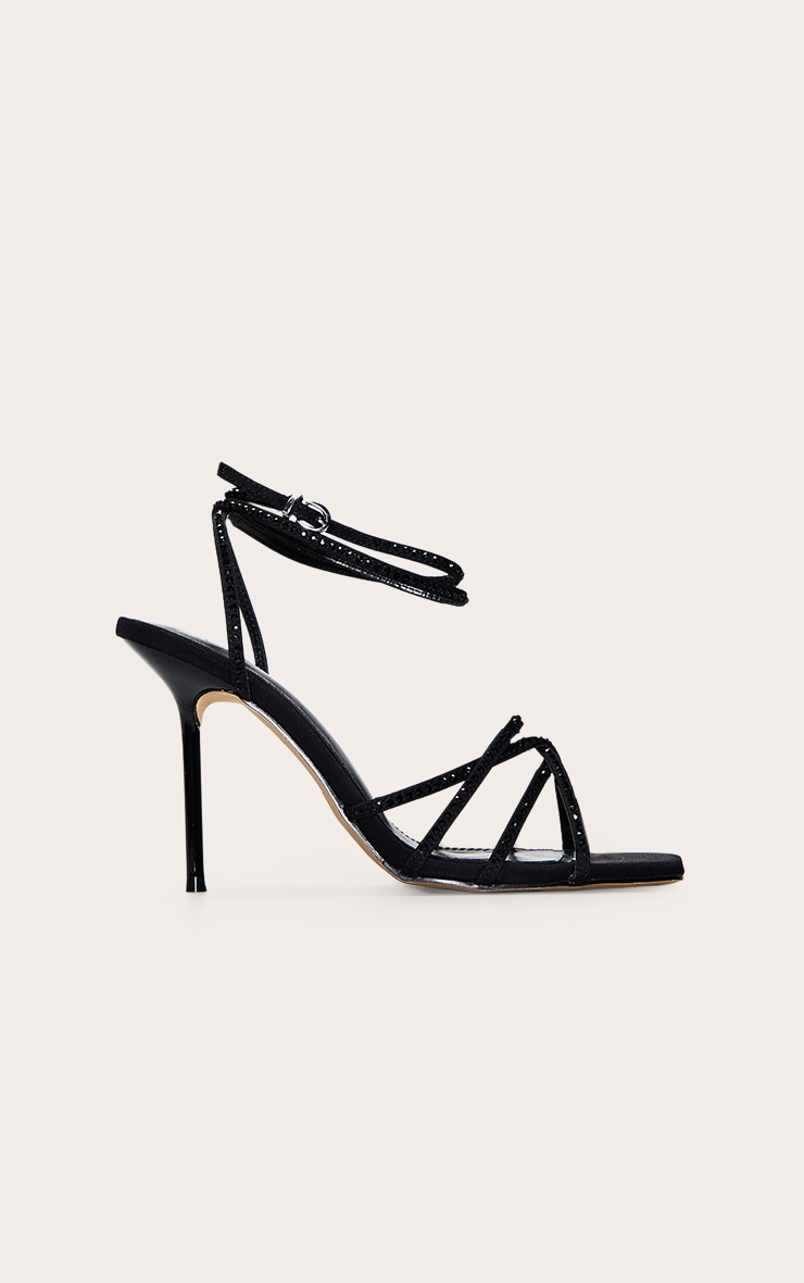Black Hot Fix Strappy Heeled Sandal Footwear PLT KSA