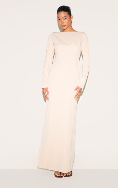 Almond Tailored Boat Neck Maxi Dress