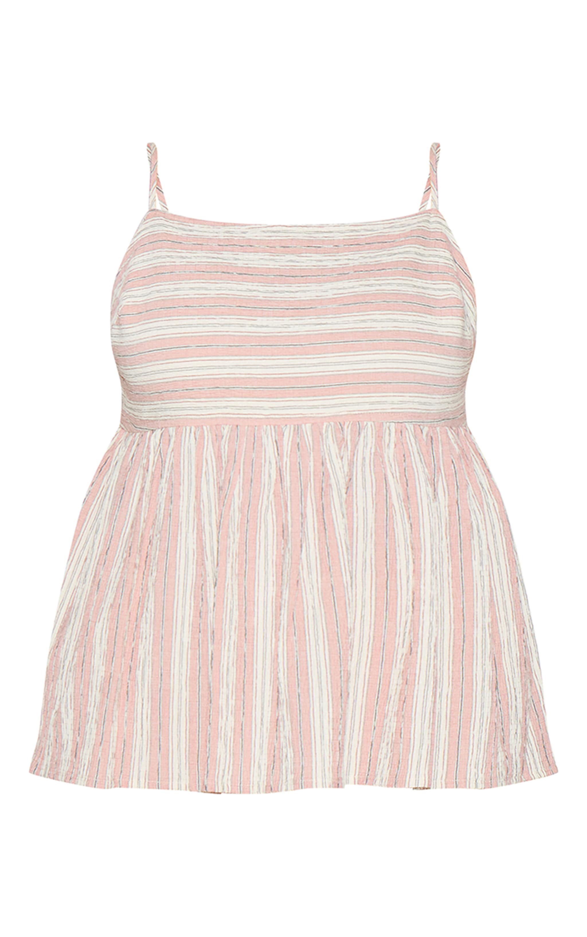 Plus Pink Woven Textured Striped Floaty Top image 5