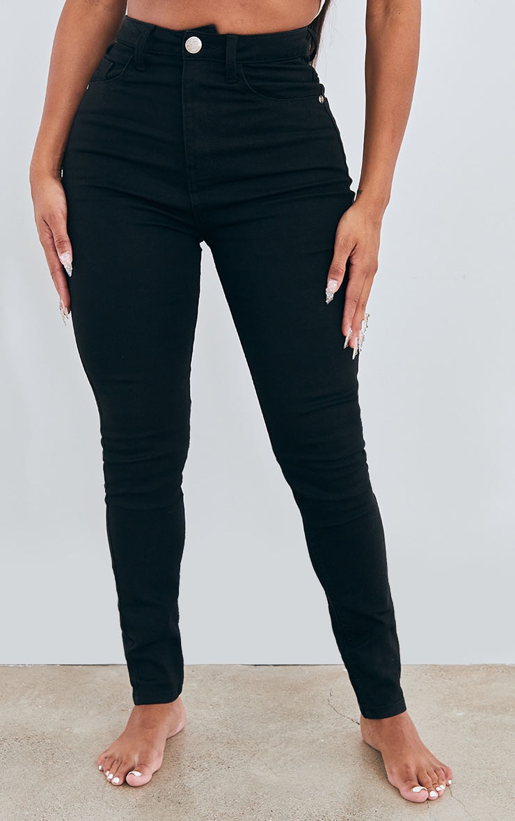 PRETTYLITTLETHING Shape Black Super High Waist Skinny Jeans image 2