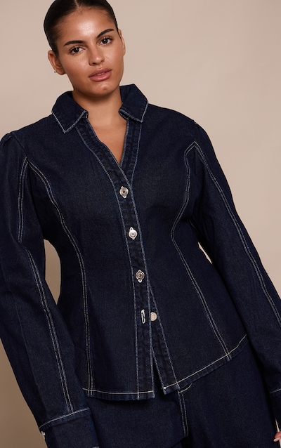 Plus Indigo Cinched Waist Denim Shirt