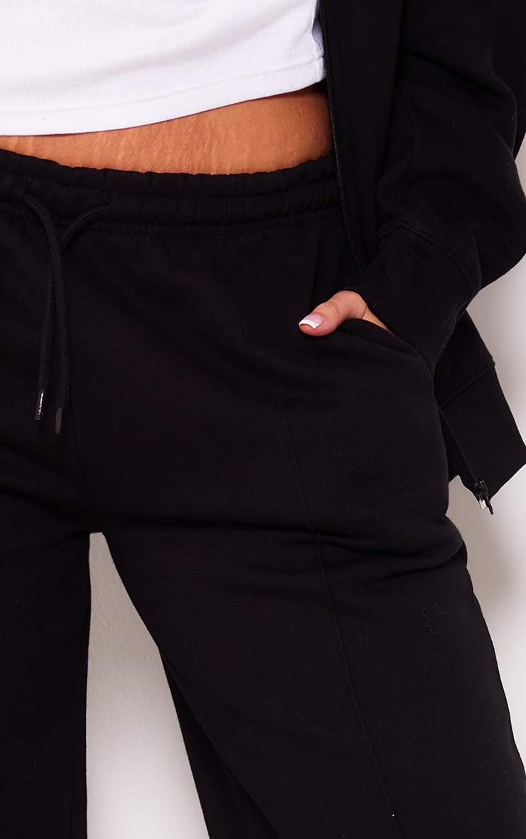 Plus Black Mid Rise Seam Detail Straight Leg Sweatpants image 4