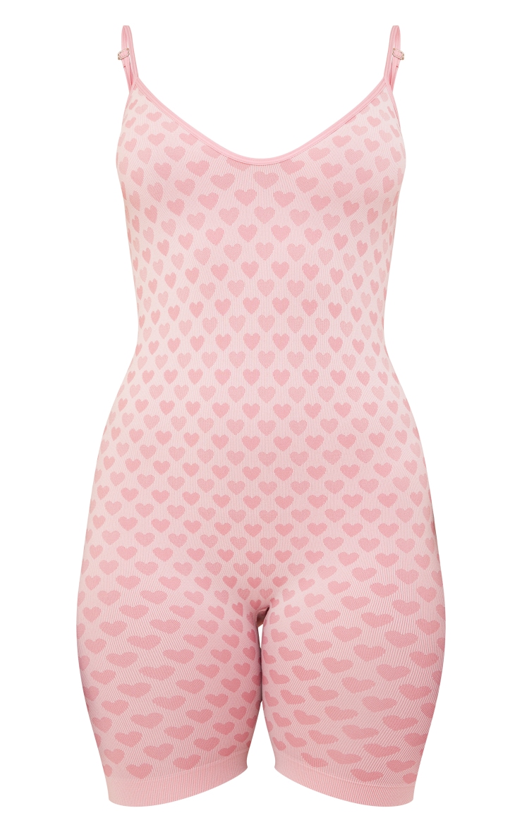 Pink Heart Jacquard Seamless Unitard image 5