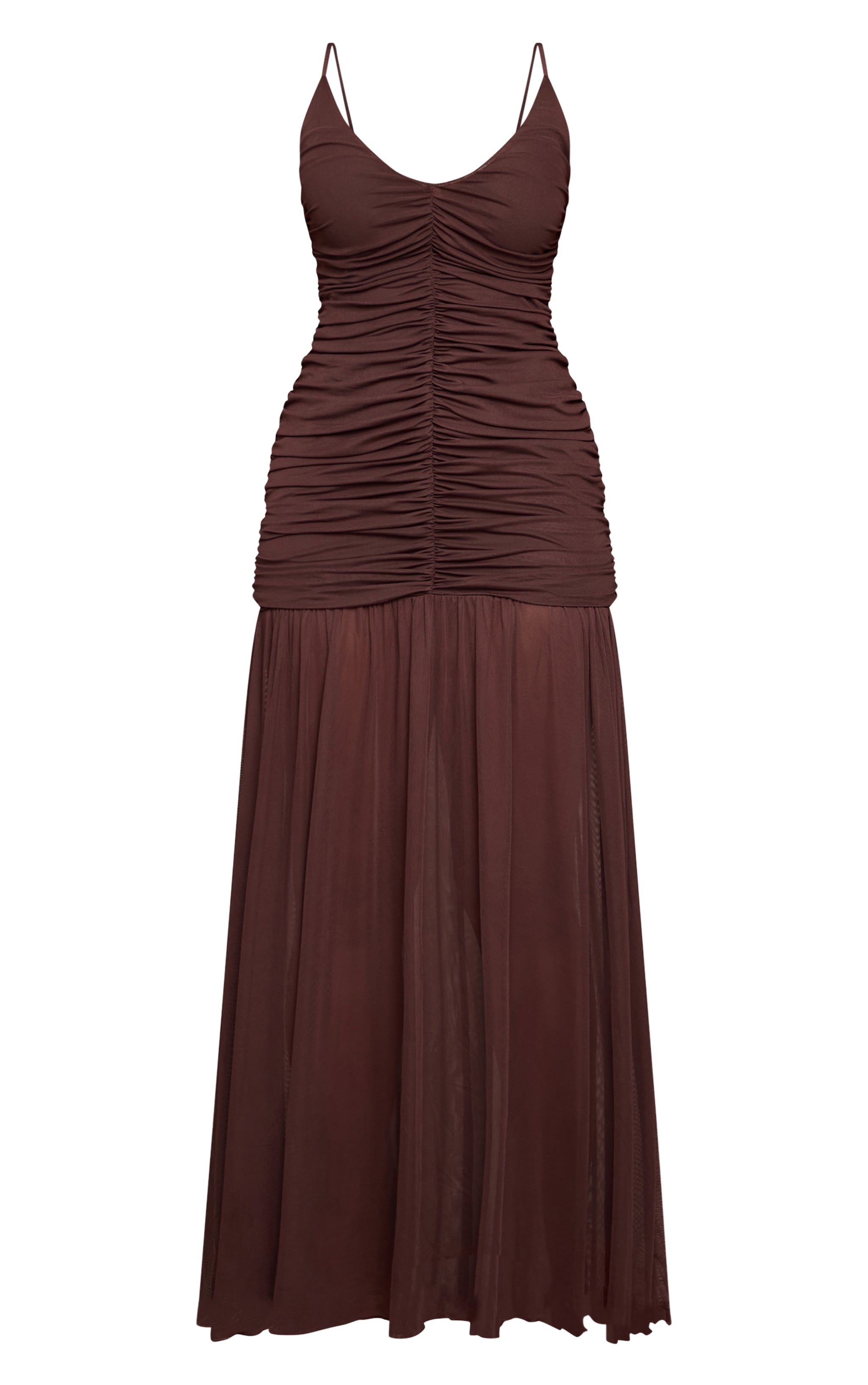 Shape Robe longue chocolat froncée devant à ourlet tombant image 5
