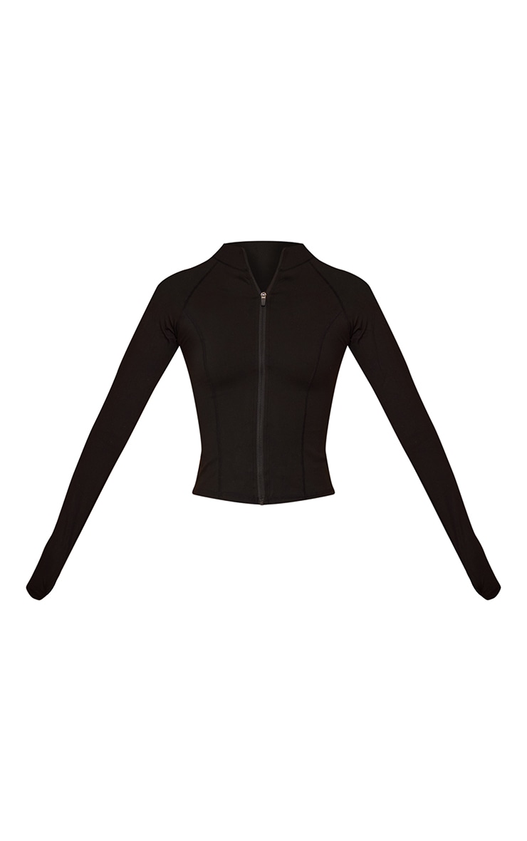 Veste de sport en Sculpt noir à lisérés structurants et zip image 5