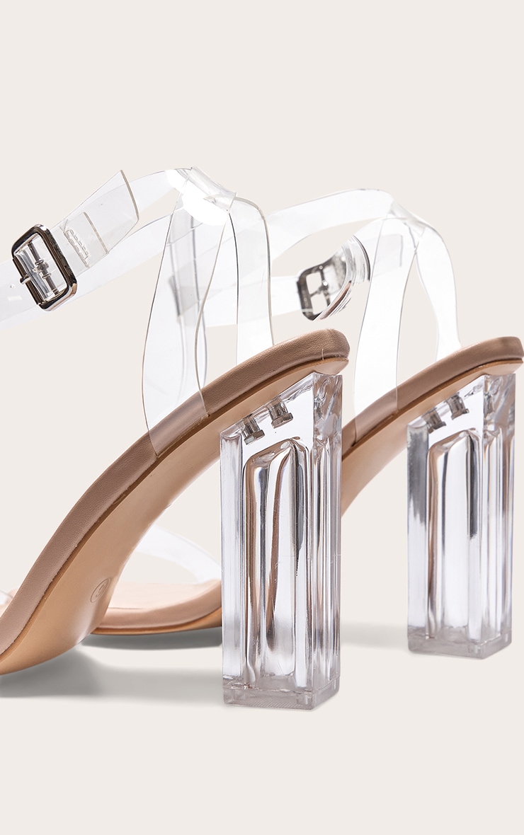 Nude Wide Fit Clear Block Heel Sandal image 5