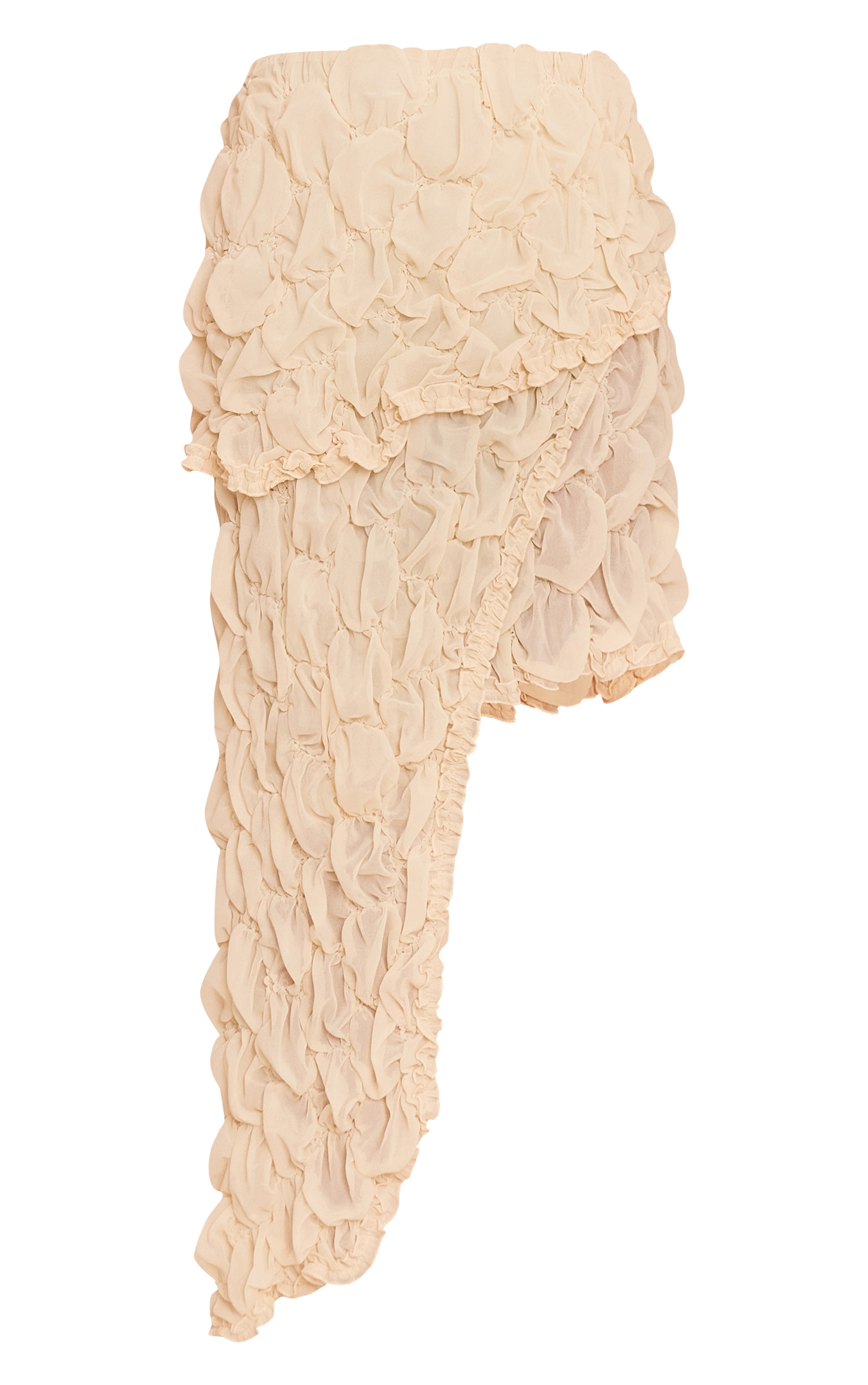 Petite Almond Textured Asymmetric Tiered Frill Skirt image 5