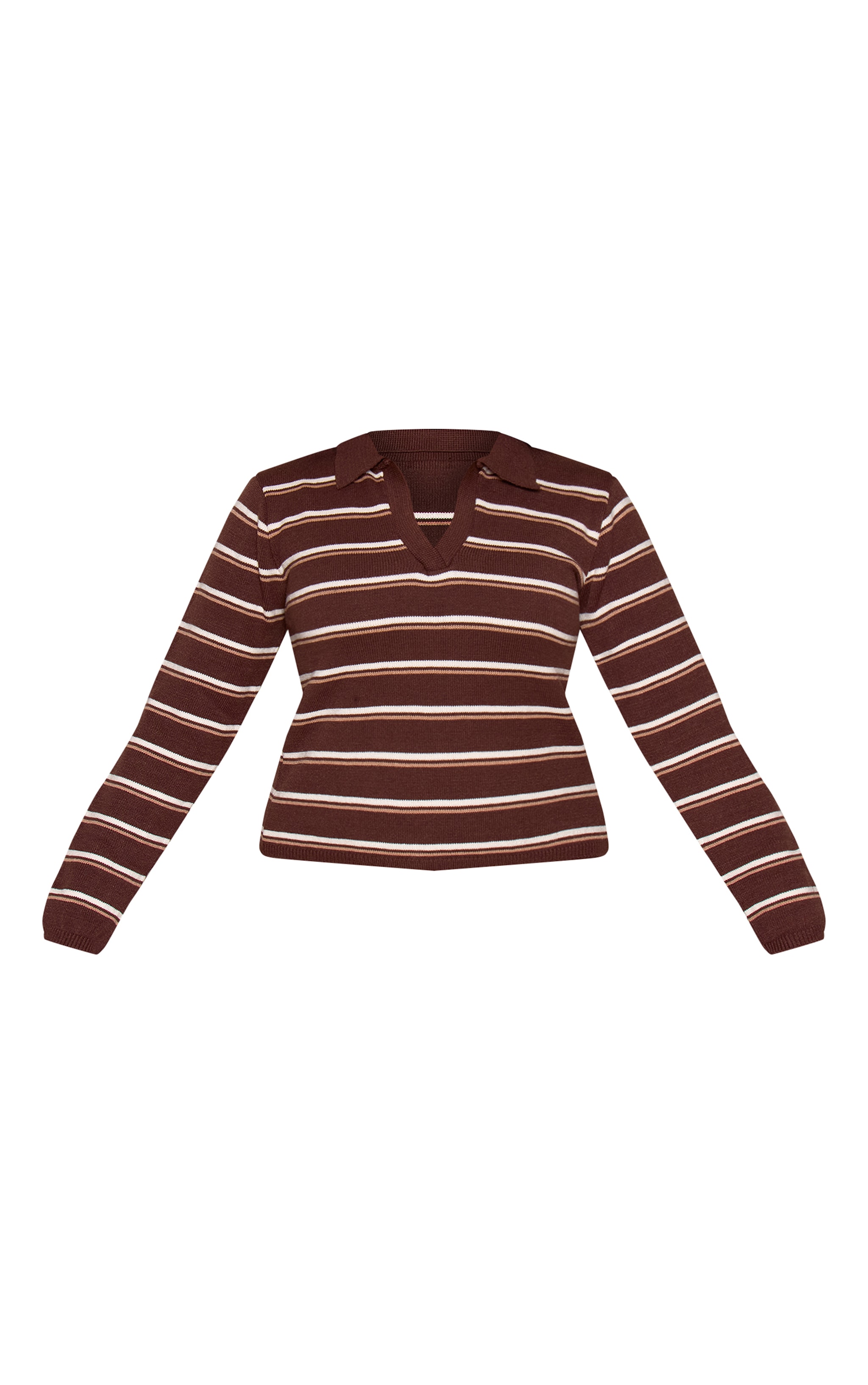 Plus Chocolate Striped Compact Knit Sweater image 5