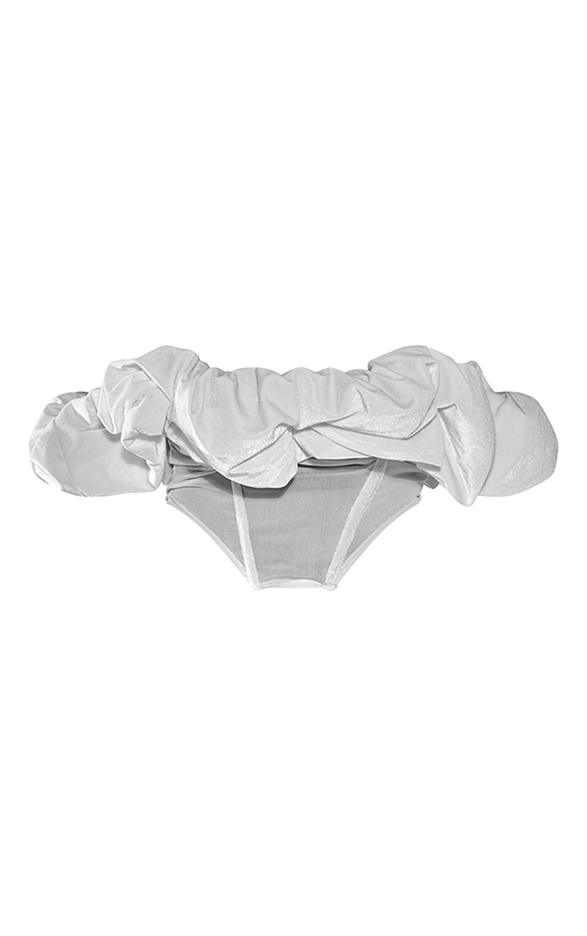 Cream Velvet Bardot Extreme Ruched Panelled Corset image 5