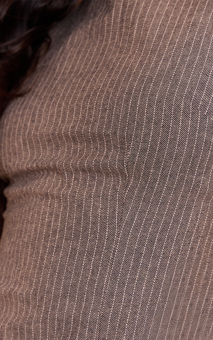 Grey Herringbone Racer Neck Detail Top image 4