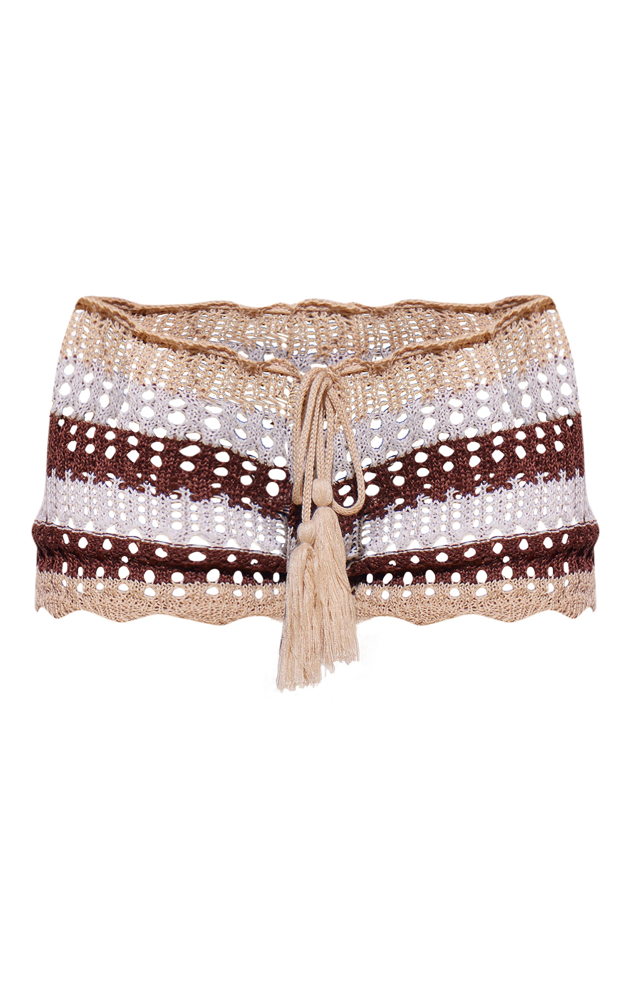 Neutral Stripes Crochet Mini Beach Shorts image 6