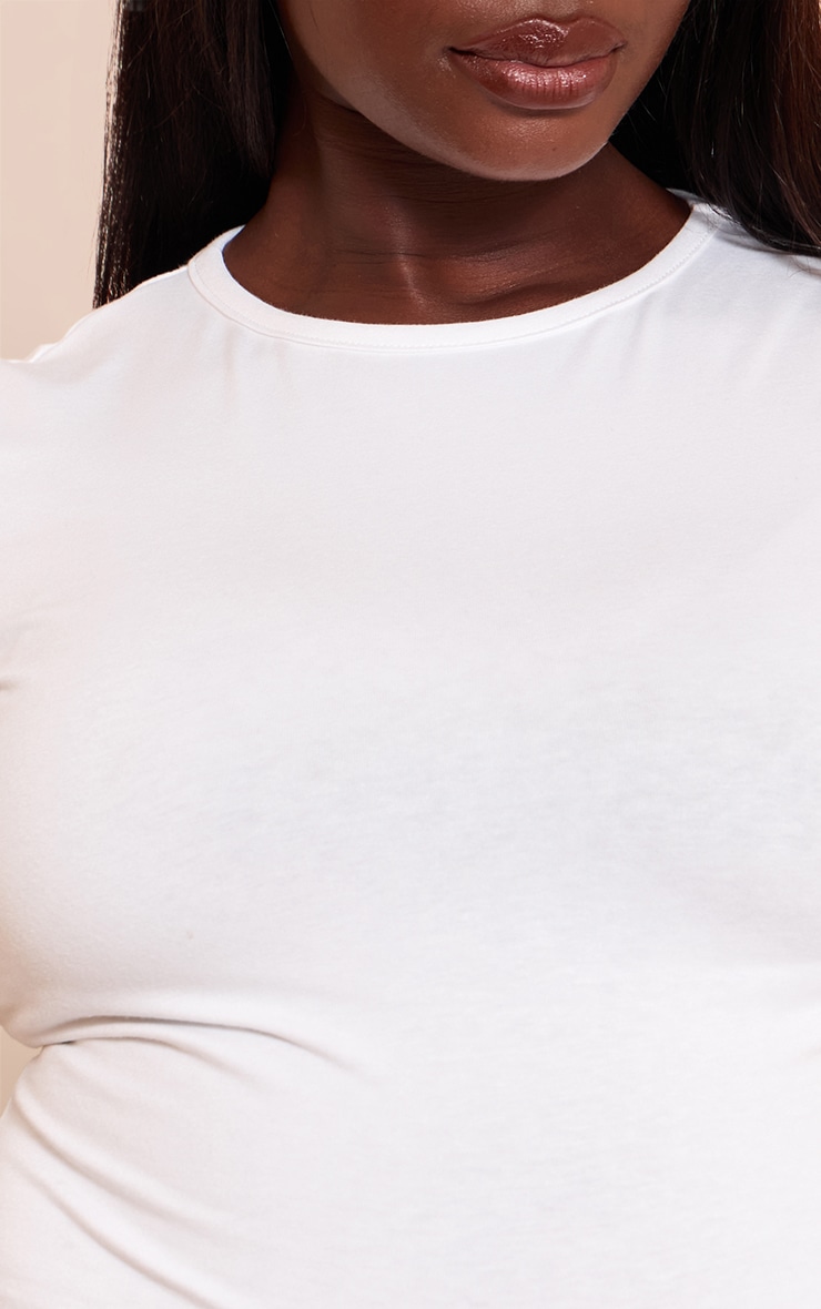 Plus White Cotton Crew Neck Short Sleeve Bodysuit image 4