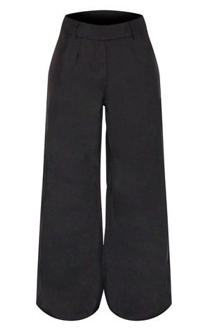 Petite Black Woven Tailored Wide Leg Pants | Petite | PLT