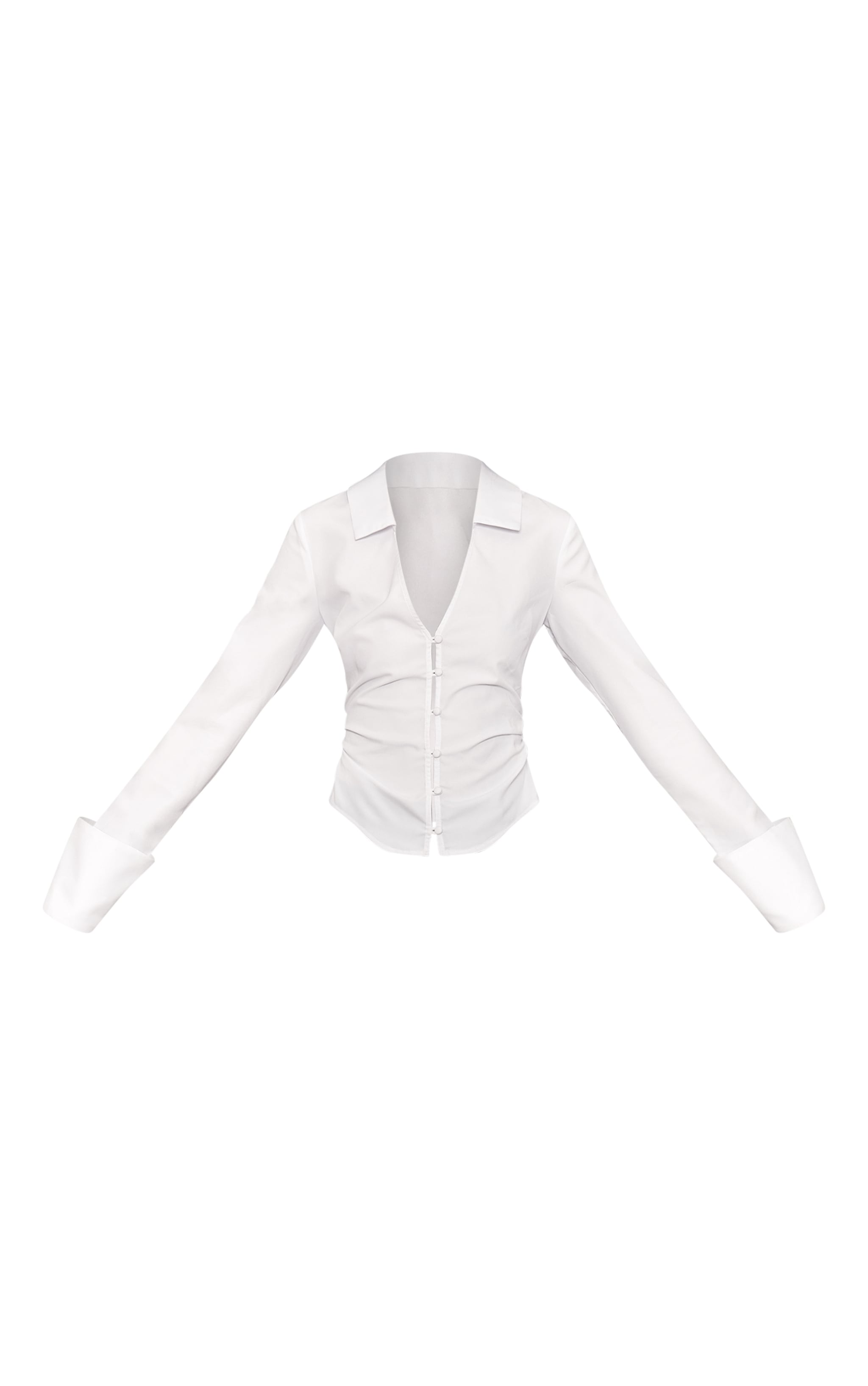 White Fitted Woven Deep Cuff Shirt image 5