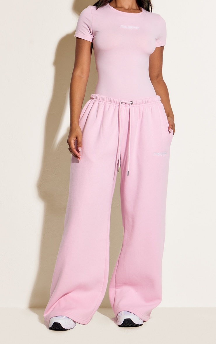 Petite Pink Prettylittlething Wide Leg Sweatpant image 2