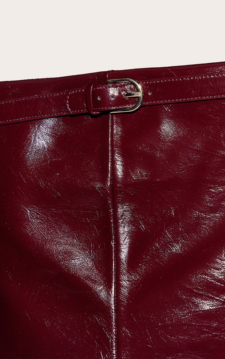 Burgundy Crinkle Fold Over Heeled Knee High Boot image 5